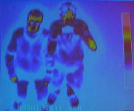 What Matt and Sean would look like under the thermal scanner without their repellent cloak.