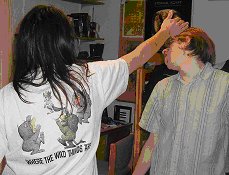 Up the side of his head.