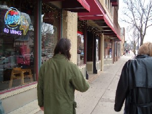 Seand and Matt outside the Reubenstein bar, a historic building, but quite grimy, near the HQ of the Drynemetum Press of the RDNA. 