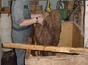 Multiple washes of the hide in a pickling bath.  They are heavy, so using a winch is good for lifting the stinky mess, and drying it afterwards.